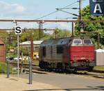 DSB/RSC MZ 1459 dieselt hier langsam an ihren Güterzug ran.