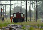 DSB Köf II 285 inklusive Rangierer warten im Vorfeld des Pbf Padborg auf den CN(L)aus Basel.