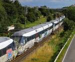 DSB Triebwagen MP 5722/FP 6722 im Überführungszug nach Rumänien Neuholzkrug 08.08.2022