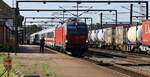 DSB Litra EB 3228 mit IC nach Kopenhagen Einfahrt Pattburg.st 09.07.2023