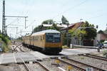 218 471 mit dem Messzug bei der Durchfahrt in Niemberg am 30.7.20