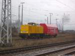 203 315-6 mit einem Notfalltechnikwagen bei einer Betriebspause im Bahnhof Angersdorf am 11.12.14