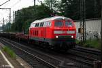 218 208-7 zog mehrere rungenwagen durch hh-harburg am 24.03.14