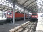 143 137 und 114 004 im Bahnhof Halle (Saale) Hbf am 14.5.15