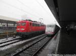 115 114 mit einem Pbz und 402 XXX im Bahnhof Hannover Hbf am 16.1.16