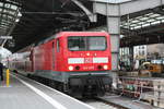 143 925 und 143 114 steht als S9 mit ziel Eilenburg im Bahnhof Halle/Saale Hbf am 6.2.20