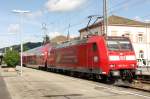 DB Regio 146 114 schiebt einer RE aus Hausach, 5 Juni 2014.