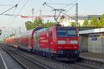 Am Abend von 29 Mai 2019 schiebt 146 112 ein RE nach Freiburg aus Bad Krozingen.