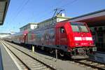 Werbe-TRAXX 146 229 verlässt am 15 September 2019 Heilbronn.