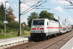 146 569 mit ihrer IC2 Garnitur bei der durchfahrt in Zberitz am 14.7.20