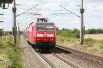 146 023 mit dem RE30 mit ziel Magdeburg Hbf bei der einfahrt in Zberitz am 22.7.20