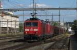 Am 23 September 2010 durchfahrt mit 185 105 der famöser Tonerdezug Limburg (Lahn)Domodossola  Pratteln.