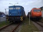 PRESS 346 020-3 (345 213-3) & Arcelor 145-CL 002 abgestellt im Stralsunder Stadthafen (Bei der Getreide AG) am 8.10.13