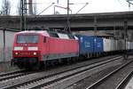 BLC 120 205-0 zog einen containerzug durch hh-harburg,16.03.21