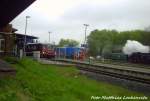 Chemnitzer Ferkeltaxen 172 171 & 172 131 / PRESS 204 033-9 im Bahnhof Putbus am 15.5.11