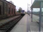 PRESS 650 032-4 bei der Einfahrt in den Bahnhof Bergen auf Rgen am 9.5.13