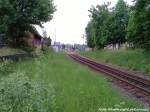 Blick auf die RBB 99 4802 & PRESS 650 032-4 im Bahnhof Putbus am 26.5.13