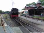 RBB 99 4802 und PRESS 650 032-4 im Bahnhof Putbus am 29.5.13