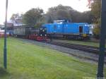 RBB Kf 6003 und PRESS 293 021 im Bahnhof Putbus am 12.10.14