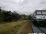 PRESS 346 001 mit 35 1097 beim einfahren in den Putbusser Bahnhof´s am 30.5.15