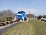 363 029 der PRESS abgestellt in Putbus am 12.4.18