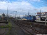 EVB 140 774-1 mit einem Autotransportzug beim verlassen des Bahnhofs Halle (Saale) Hbf am 9.10.14