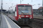 650 567 der Hanseatischen Eisenbahn von Tangermnde kommend bei der Einfahrt in den Endbahnhof Stendal Hbf am 9.3.24