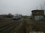 HEX Triebwagen beim einfahren in Halle-Trotha am 12.3.15