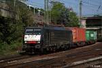 ES 64 F4-453 zog einen schachtelzug durch hh-harburg,datum 25.04.14