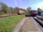 Einfahrt MTEG 118 770-7 & 172 171-1 mit 172 132-3 abgestellt in Putbus am 12.5.13