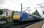 Scanbild von der FLensburg EXpress mit 185 515 in Elmshorn am 25 Mai 2004.