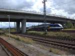 OLA VT 0006 mit ziel Neustrelitz Hbf bei der Ausfahrt aus Stralsund Hbf am 13.8.13