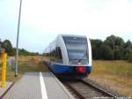 UBB GTW 2/6 beim einfahren in den Bahnhof Barth am 20.7.14