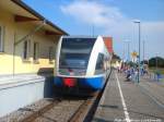 UBB GTW 2/6 mit ziel Peenemnde im Bahnhof Zinnowitz am 26.7.14