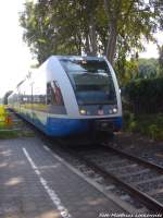 UBB GTW 2/6 mit ziel Zssow beim einfahren in den Bahnhof Seebad Ahlbeck am 27.7.14