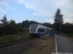 UBB GTW 2/6 mit ziel Zssow im Bahnhof Wolgaster Fhre am 27.7.14