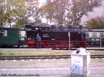 RBB 99 4011 ist ssoeben im Bahnhof Putbus angekommen am 27.10.12