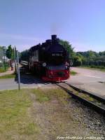 RBB 99 1784 beim Verlassen des Binzer Bahnhofs in Richtung Putbus am 30.5.13