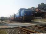 RBB 251 901 ist soeben wieder aus Lauterbach Mole im Bahnhof Putbus angekommen am 27.7.13