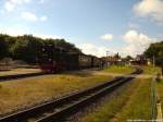 RBB 99 4011 standte mit dem P103 abfahrbereit nach Ostseebad Ghren im Bahnhof Putbus am 11.8.13