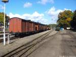 Die Traditionswagen der RBB abgestellt im Bahnhof Putbus am 2.10.13