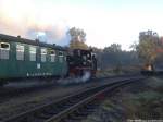 99 608 als P108 mit ziel Ostseebad Ghren nei der Ausfahrt aus Putbus am 14.10.13