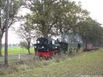 99 4511 mit dem Sonderzug-GmP zwischen Beuchow und Posewald am 12.10.14