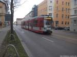 Wagen 607 der HAVAG als Linie 10 mit ziel Hauptbahnhof in hhe der Halstestelle Imfelder Strae am 15.2.14