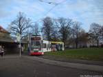 Wagen 654 der HAVAG mit ziel Beesen an der Endhaltestelle Frohe Zukunft am 21.11.14