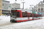 Wagen 611 verlsst die Haltestelle Marktplatz am 8.2.21