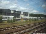 Blick auf die Endwagen und Mittelwagen des Donald Duck Zuges der BR ET 403 in Neustrelitz am 16.6.14