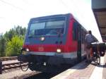 628 692 als RE6 mit ziel Stettin (PL) im Bahnhof Btzow am 15.7.14