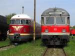 Der Weltmeisterzug und ein Steuerwagen im DLW Meiningen am 26.April.2014