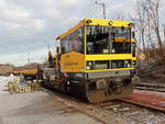 Gleisarbeitsfahrzeug BAWOMAG 54.22 (97 17 56 023 17 - 4) am 05. Februar 2018 am Bahnhof Berlin Grünau.